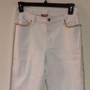 White with gold chain detail jeans